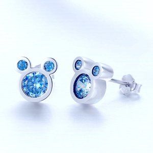 Adorable 925 Silver Blue Topaz Studs